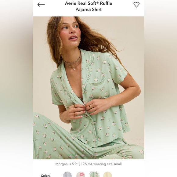 Aerie Real Soft Ruffle Floral Pajama Shirt - Picture 5 of 5